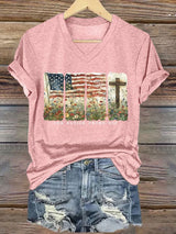 Women'S Casual One Country Under God Faith Graphic Print Short Sleeve T-Shirt
