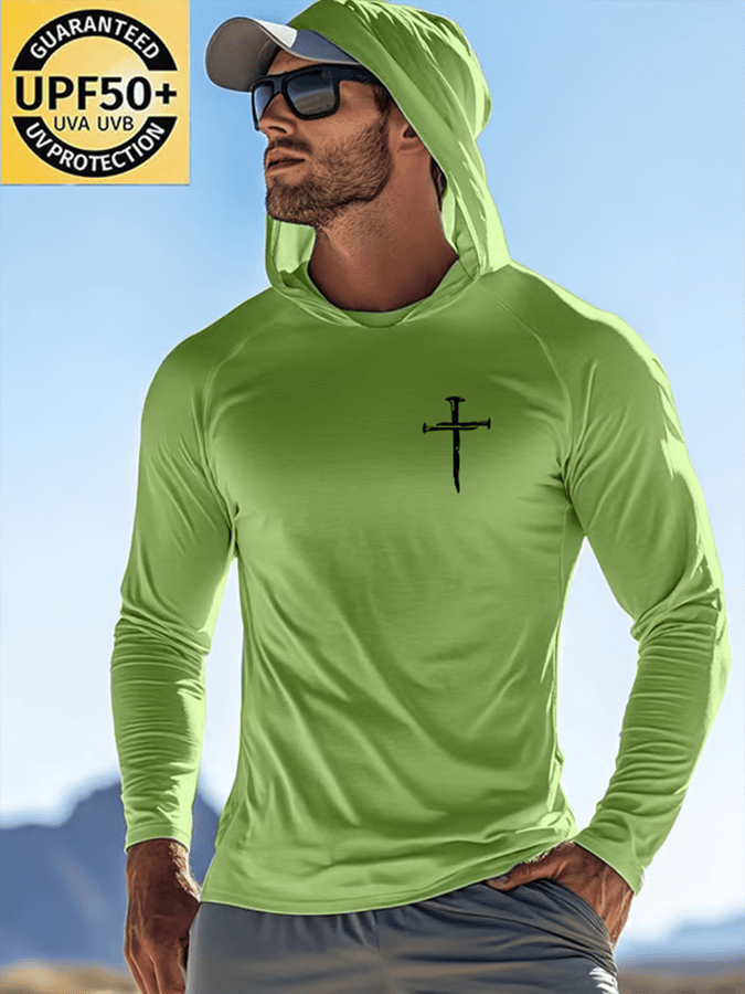 Men's Faith Outdoor Sun Protection Breathable Cool Hooded Sun Protection Long Sleeve Top