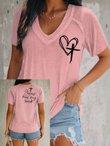 Women's Faith Cross Printed Short Sleeve T-shirt