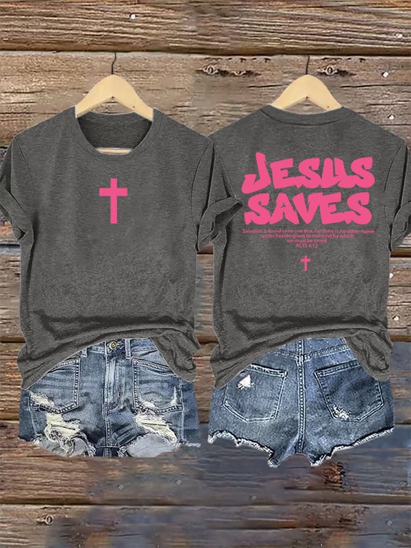 Women's  4:12-JESUS SAVES  Print  T-Shirt