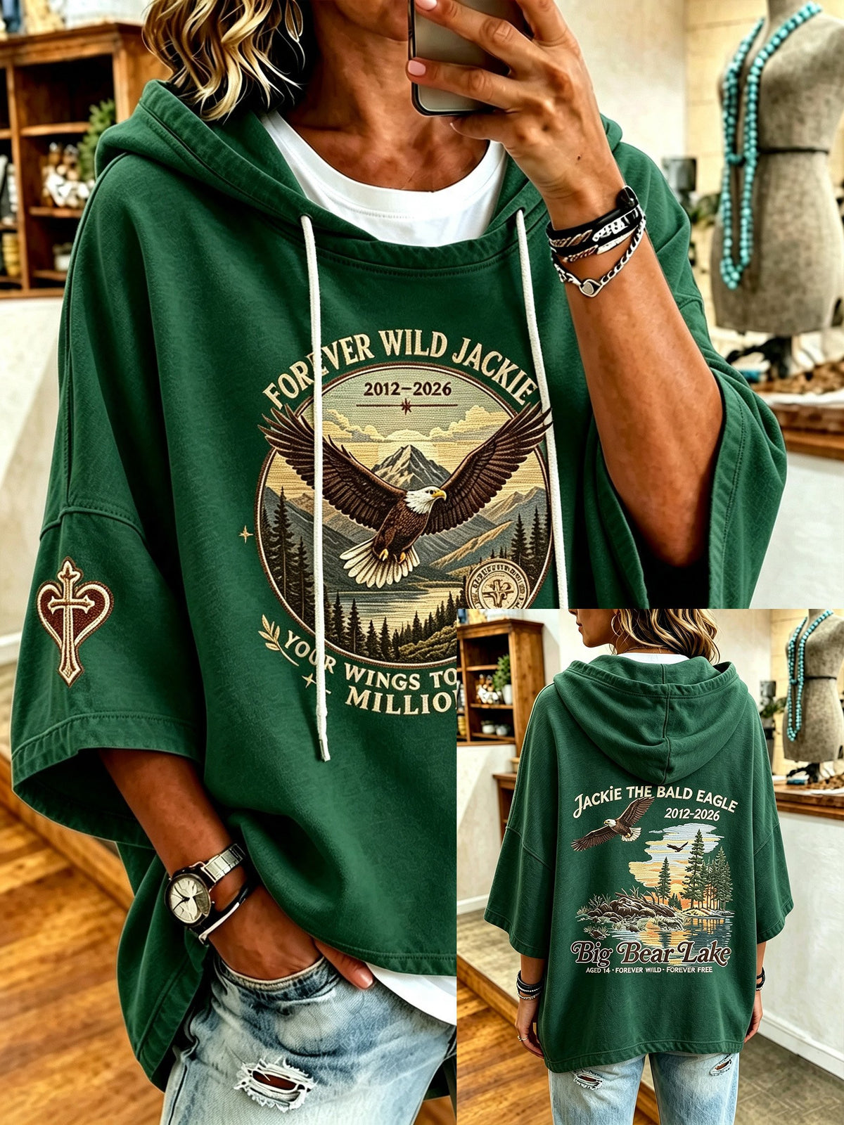 Women'S Casual Bald Eagle "Jackie" Print Top