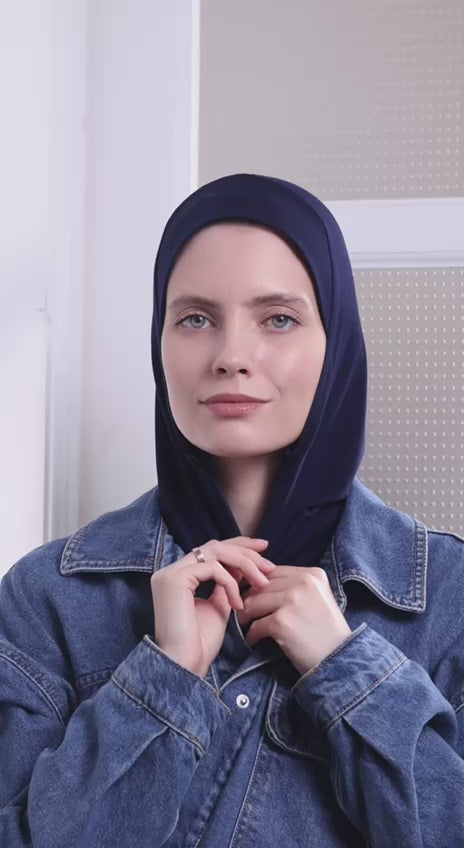 Zip hijab - navy blue