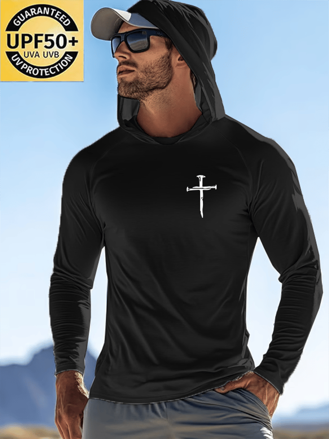 Men's Faith Outdoor Sun Protection Breathable Cool Hooded Sun Protection Long Sleeve Top