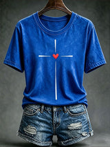 Women's Casual Cross Print T-Shirt
