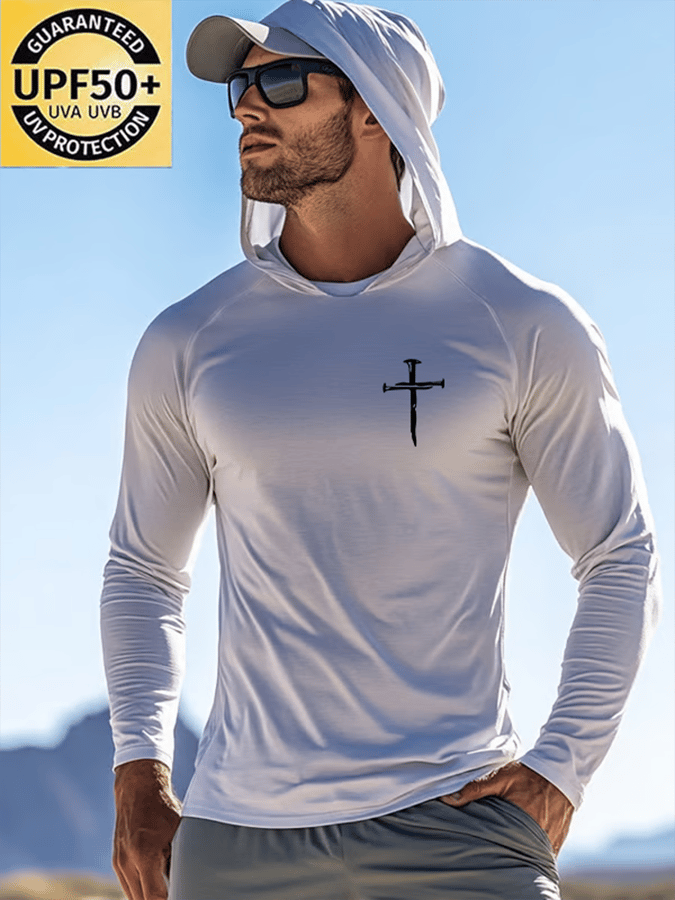 Men's Faith Outdoor Sun Protection Breathable Cool Hooded Sun Protection Long Sleeve Top