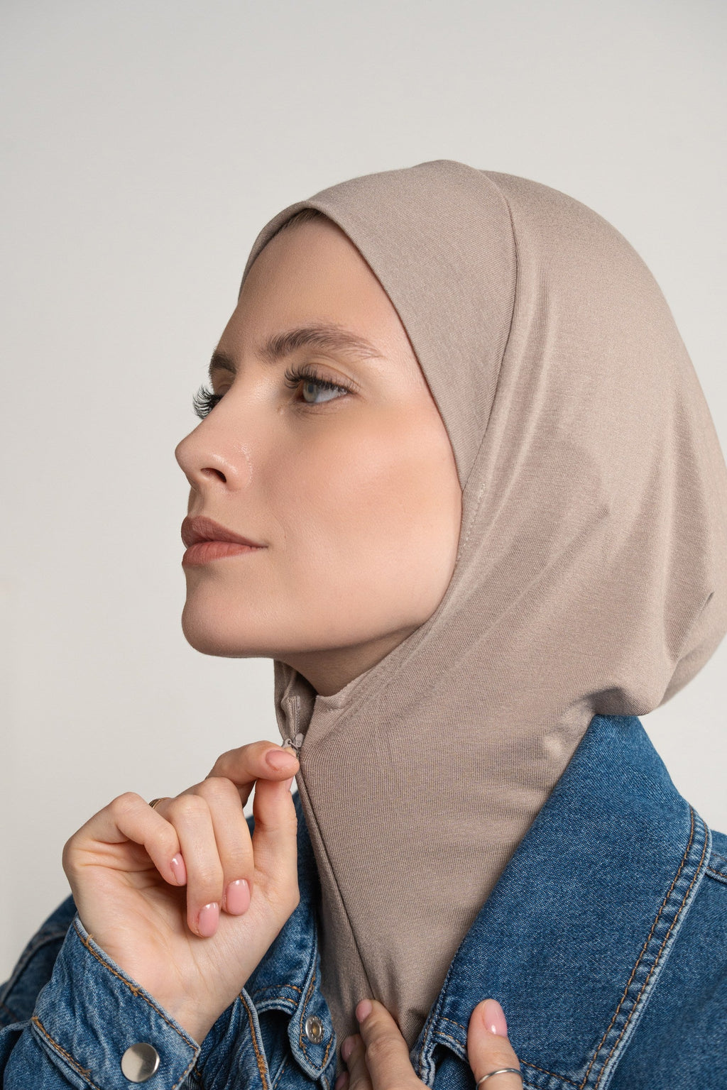 Zip hijab - taupe
