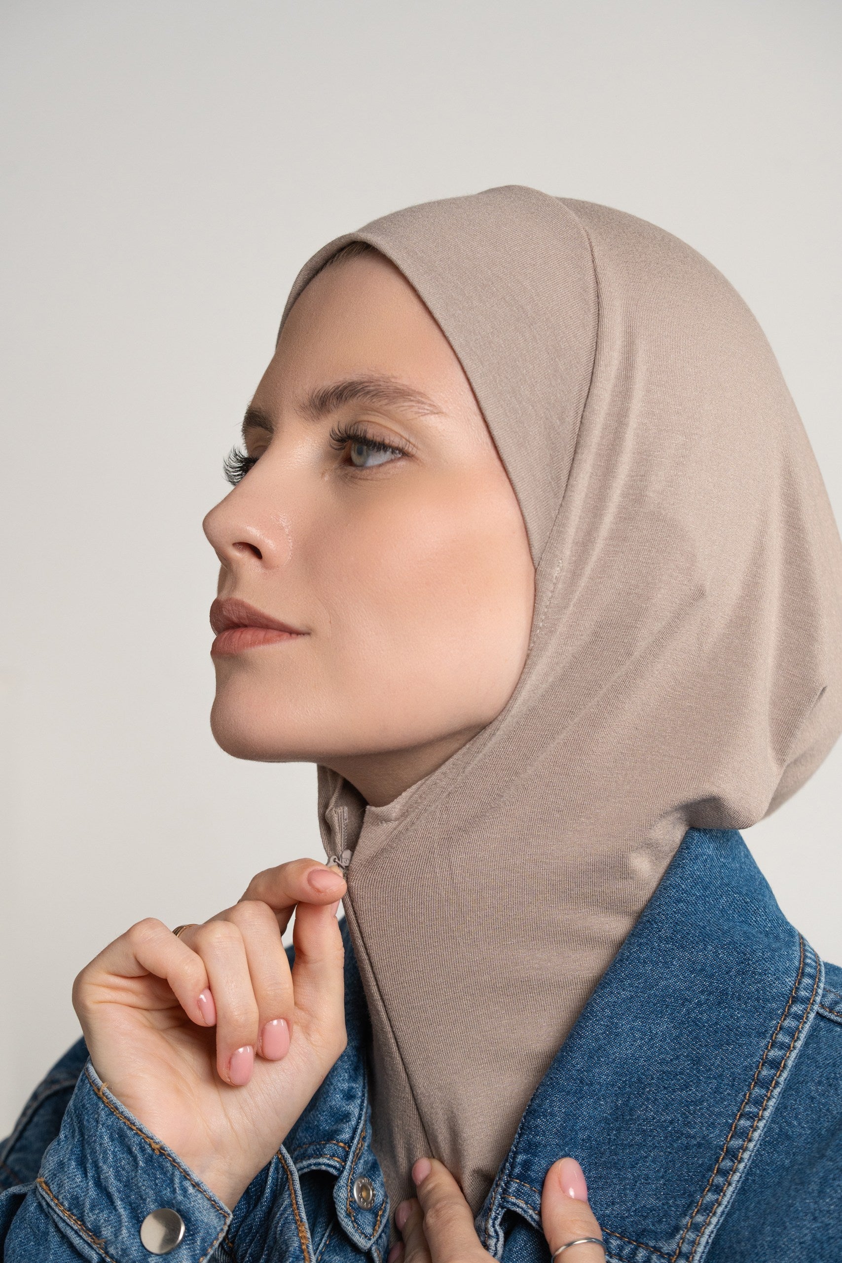 Zip hijab - taupe