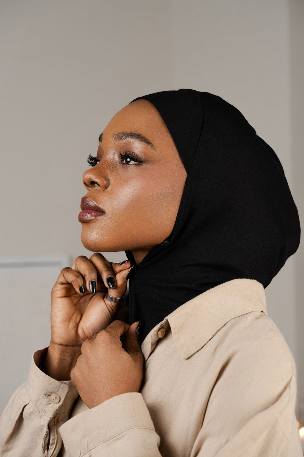 Zip hijab - black