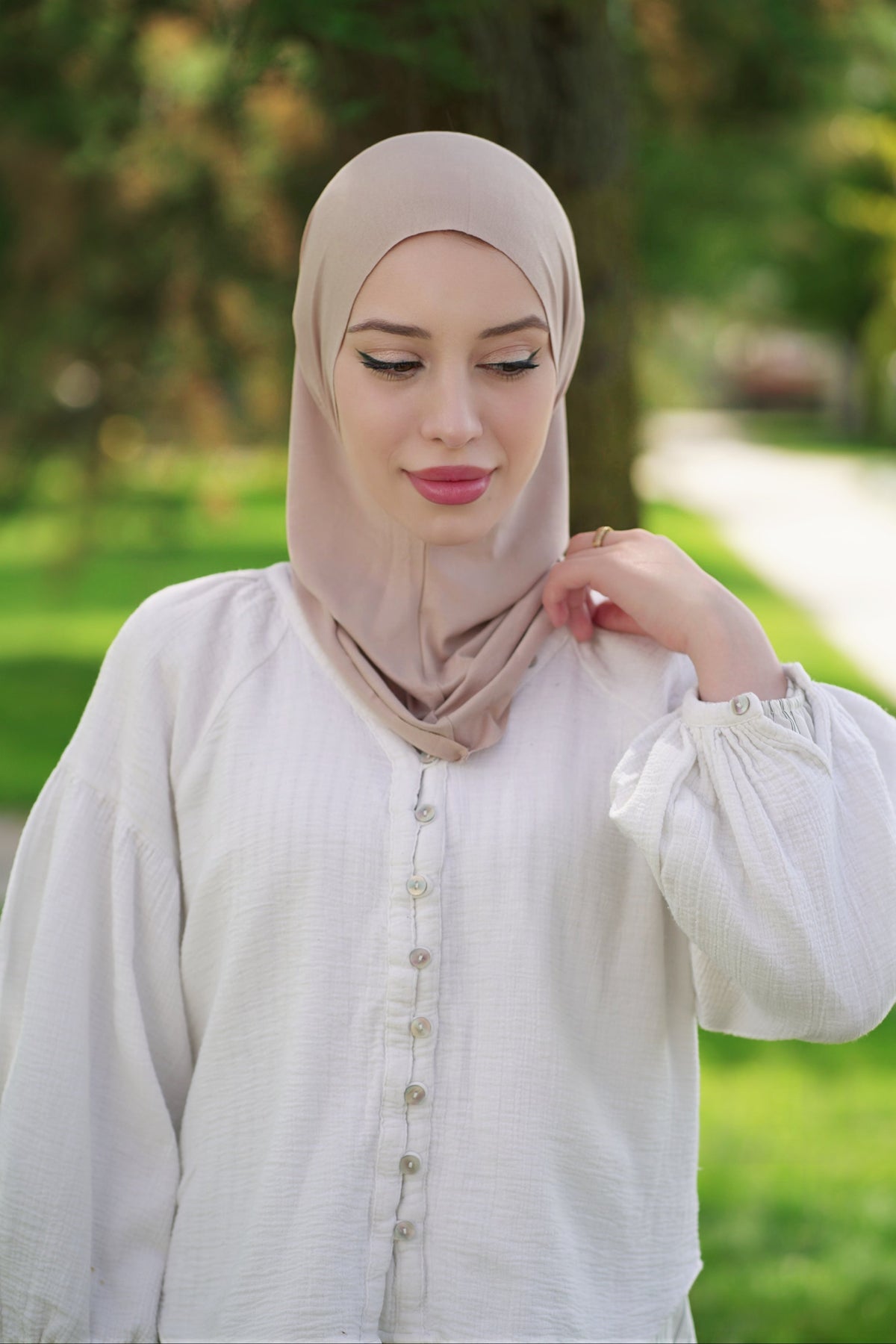 Practical hijab "Easy" - lightrose-beige