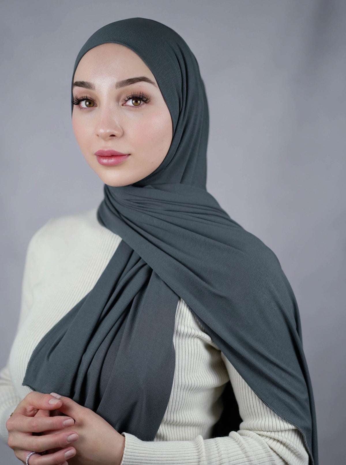 Ultra-soft Jersey Hijab - bluegrey