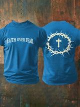 Men's Faith Over Fear Printed Casual T-Shirt