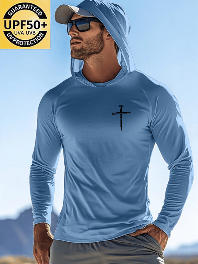 Men's Faith Outdoor Sun Protection Breathable Cool Hooded Sun Protection Long Sleeve Top