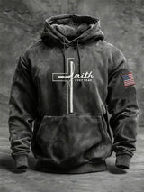Men's Casual Retro Print Long Sleeve Hooded Sweatshirt