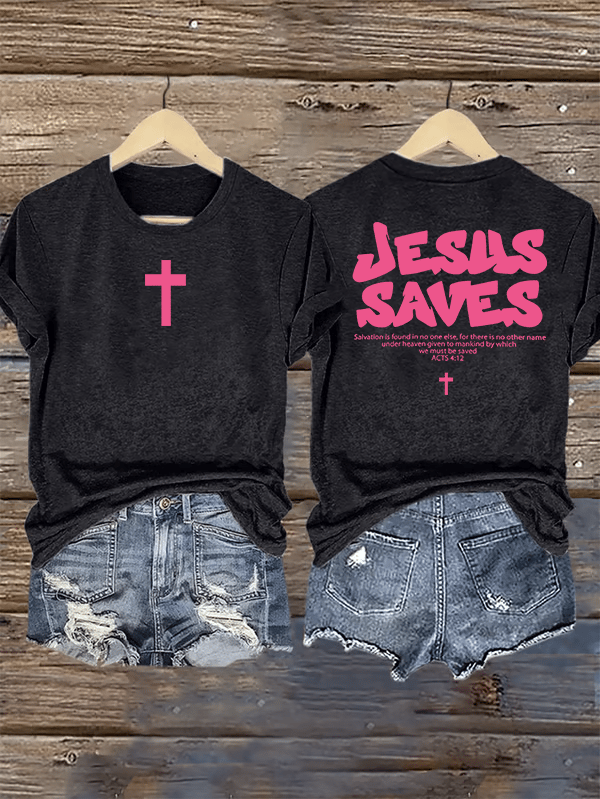 Women's  4:12-JESUS SAVES  Print  T-Shirt