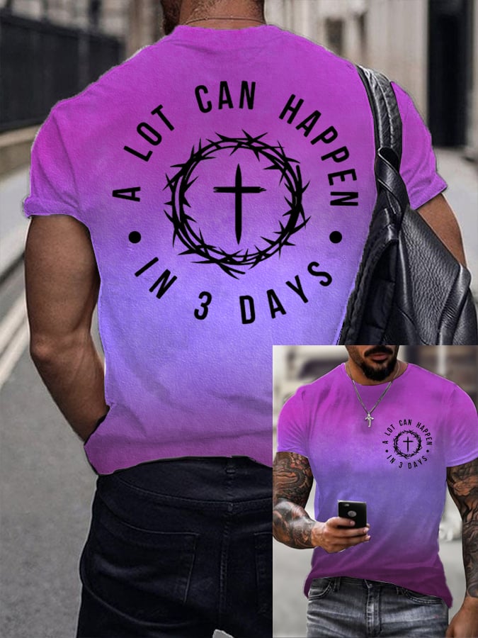 Men's Retro A Lot Can Happen In 3 Days Print T-Shirt