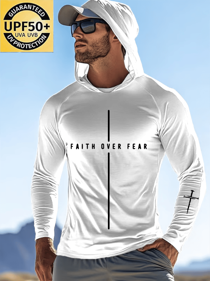 Men's Faith Outdoor Sun Protection Breathable Cool Hooded Sun Protection Long Sleeve Top