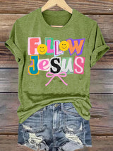 Women's  Follow Jesus Christian Faith Print T-Shirt