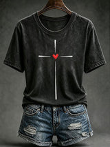 Women's Casual Cross Print T-Shirt