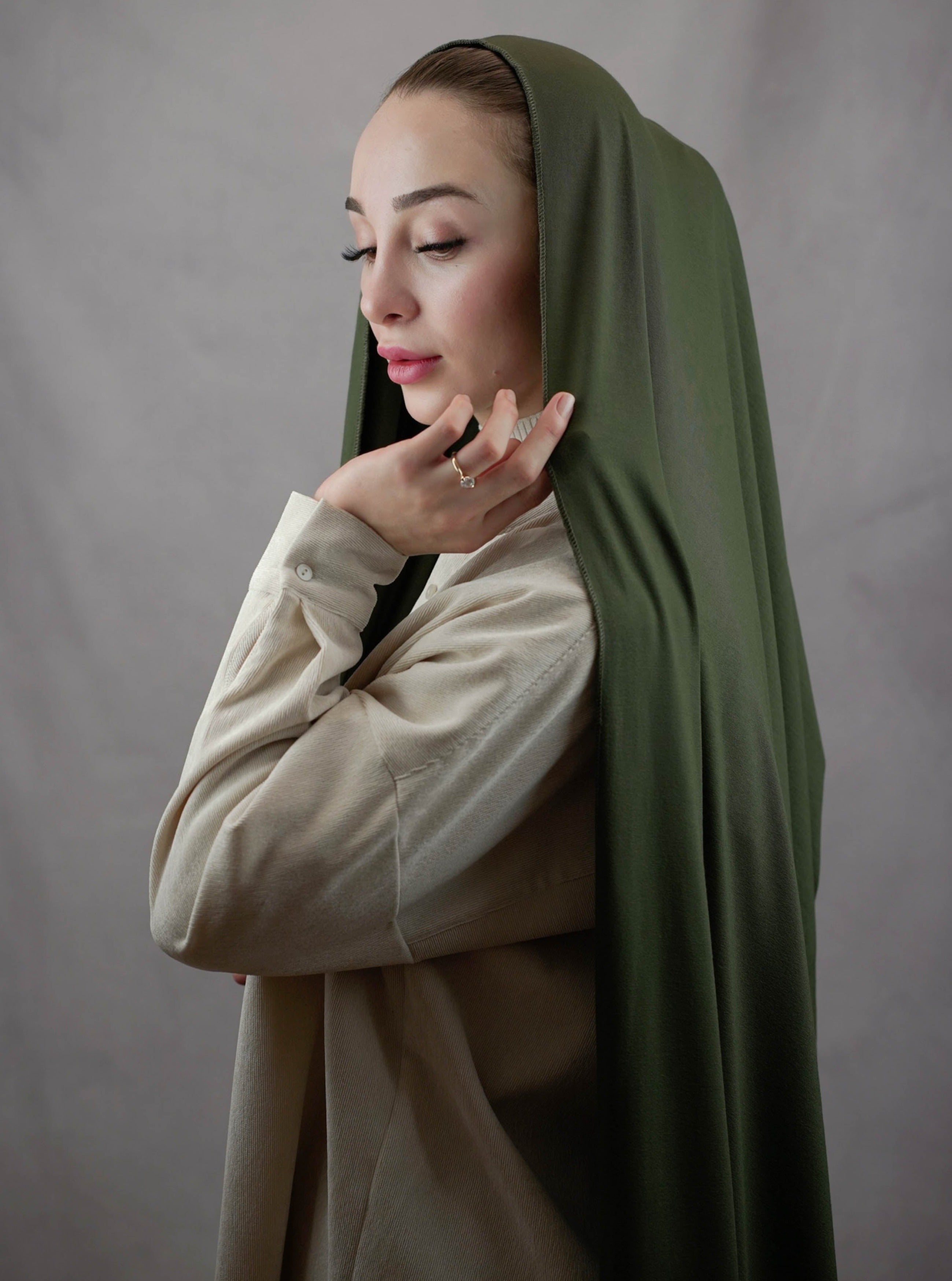 Ultra-soft Jersey Hijab - army green
