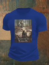 Men's  He Left the 99 to Rescue Me, Jesus and Lost Sheep, Christian T-shirt