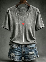 Women's Casual Cross Print T-Shirt