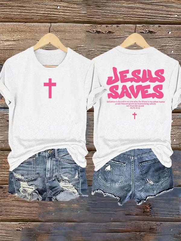 Women's  4:12-JESUS SAVES  Print  T-Shirt