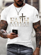 Men's Faith Over Fear Cross Print T-shirt