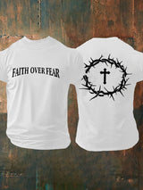 Men's Faith Over Fear Printed Casual T-Shirt