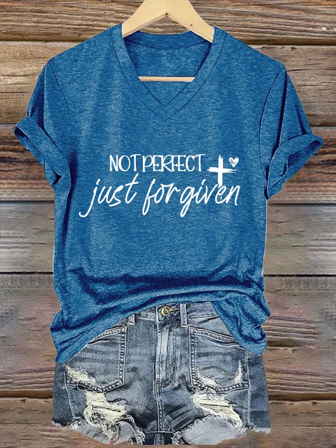 Women's not perfect, just FORGIVEN  Print Caasual T-shirt