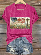 Women'S Casual One Country Under God Faith Graphic Print Short Sleeve T-Shirt