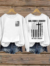 Women's God Family Country In That Order Printed Sweatshirt