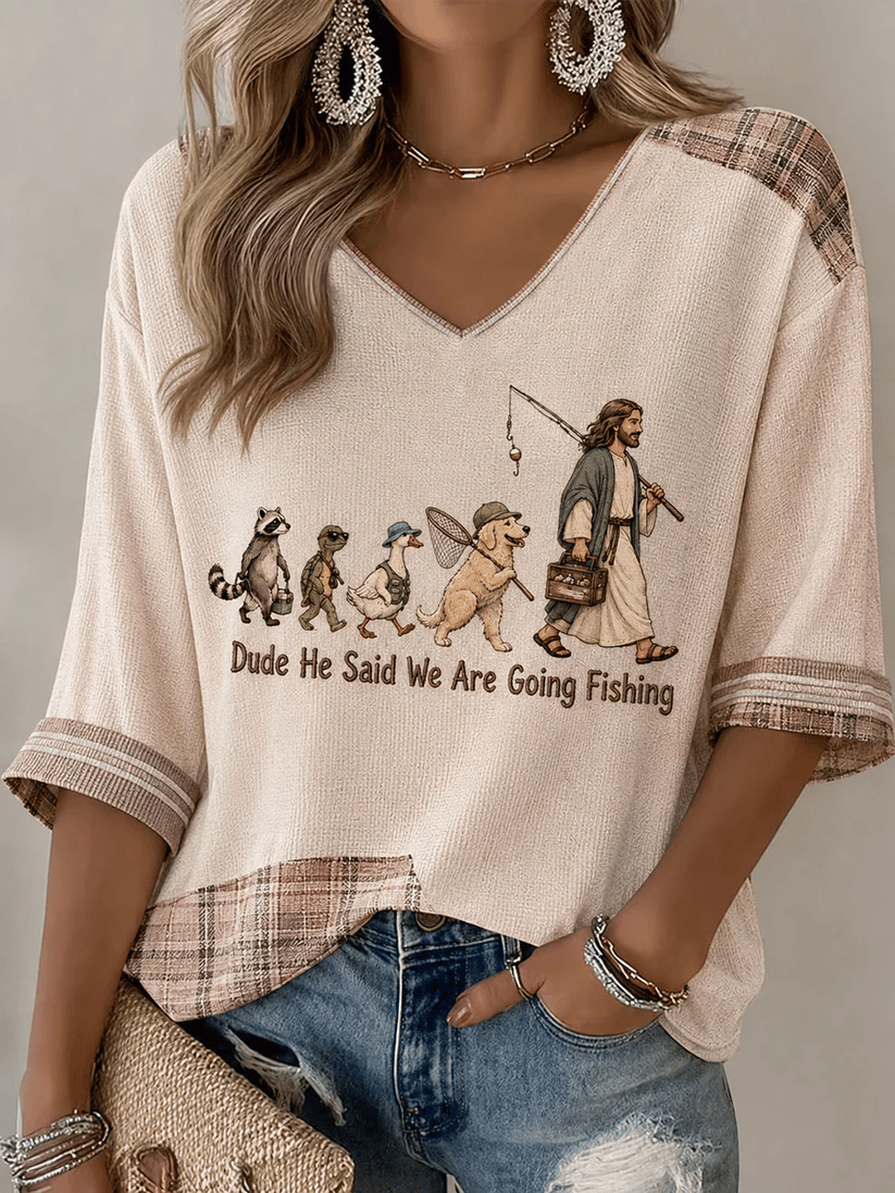 Women's Faith Print V-Neck Top