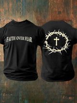 Men's Faith Over Fear Printed Casual T-Shirt